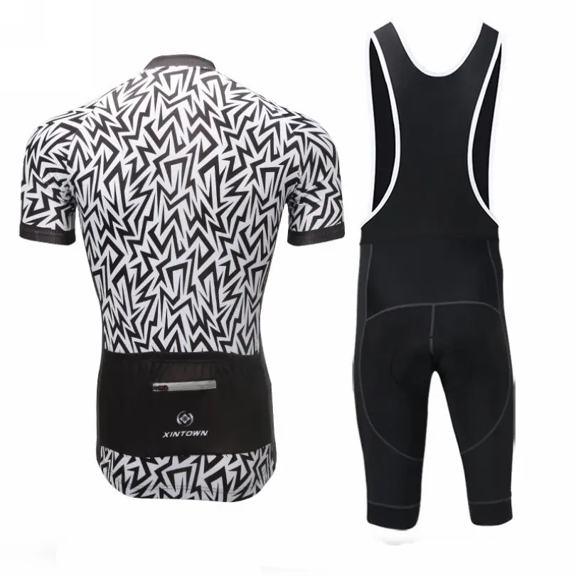 XINTOWN Stripe Cyling Bike Short Sleeve Men Cycling Jersey bib shorts Suit Breathable MTB Clothing