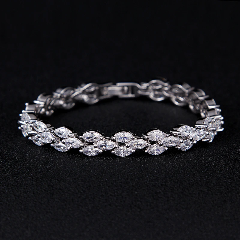 Emmaya Fashion Top Quality Zircon Bracelet White Gold Color Trendy Women Bracelet Bangle Wedding Party Gift