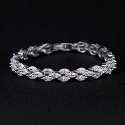 Emmaya Fashion Top Quality Zircon Bracelet White Gold Color Trendy Women Bracelet Bangle Wedding Party Gift