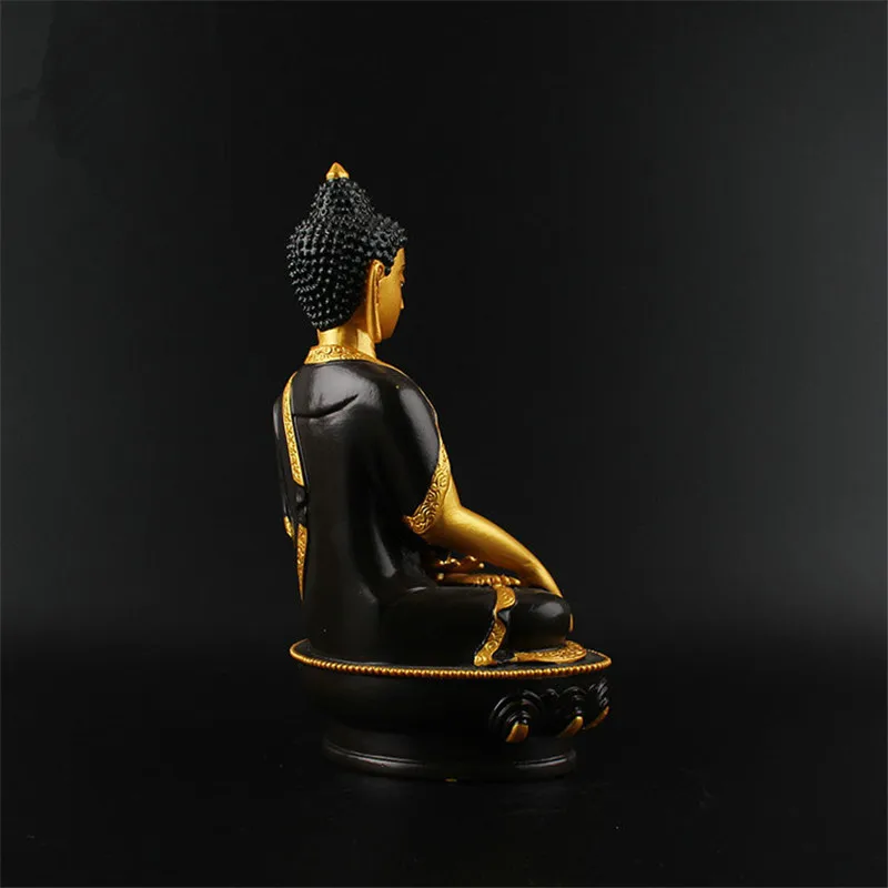 Auspicious Buddha Statue Resin Drawing Figurine 21cm Amitabha Figure of Buddha Solemn Temple Sculpture