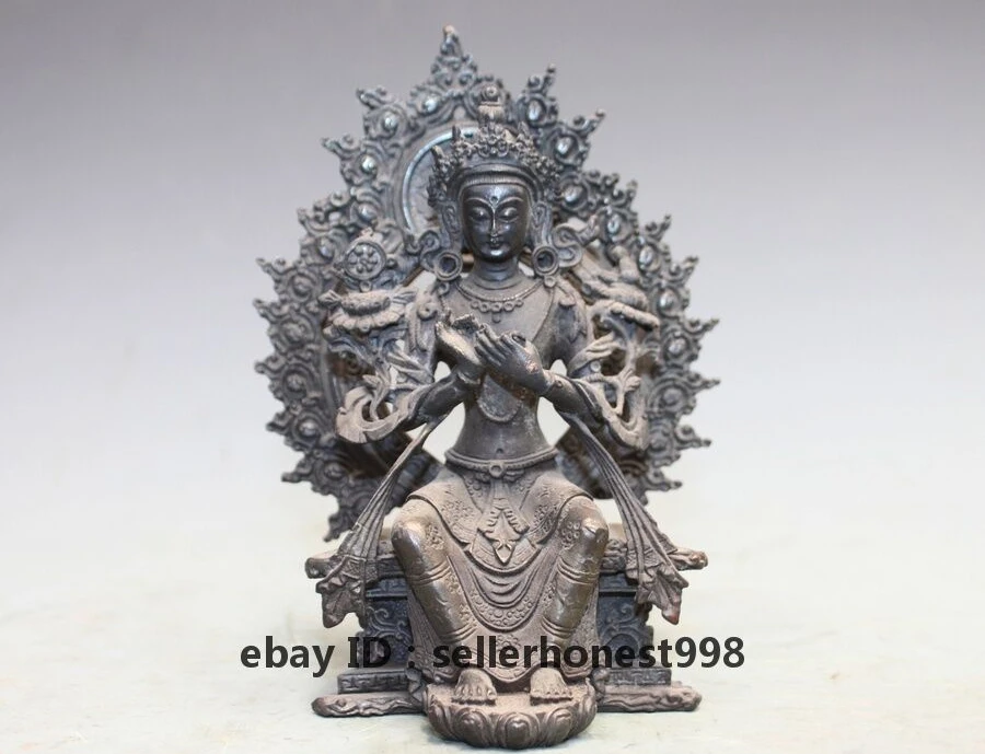 

Tibet Old Pure Bronze Buddhism Tantric Maitreya Buddha Kwan-Yin Statue