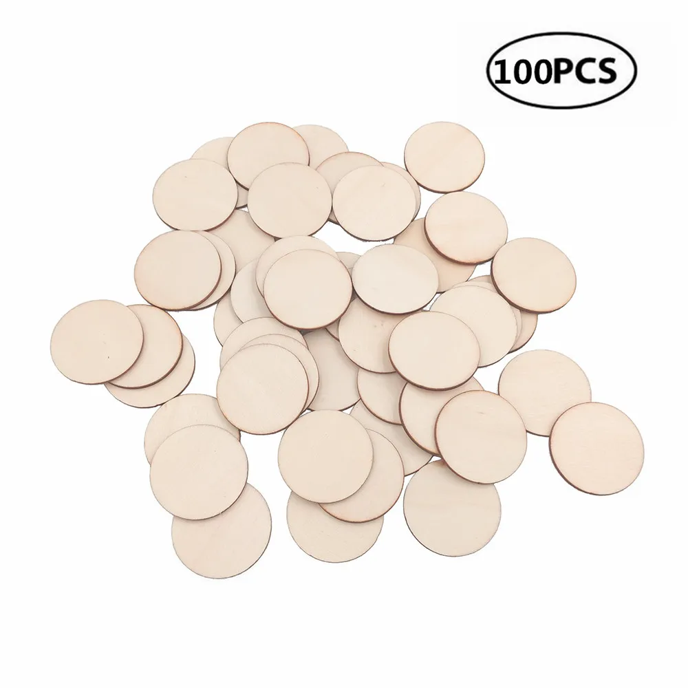 

100pcs 40mm 1.57inch Unfinished Natural Wood Slices Circle Log Discs for DIY Craft Rustic Wedding Ornaments