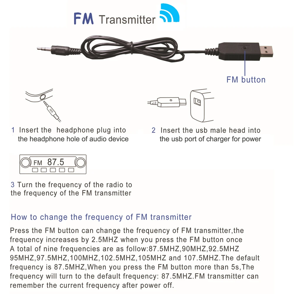 JINSERTA FM Transmitter Audio Music Player 3.5mm Audio Car Adapter for Speaker MP3 Mobile Phone TV PC DVD