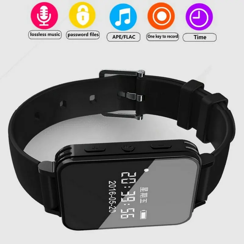 V81 Digital Audio Recorders Wrist Watch Wristband 1536kpbs Recording Dictaphone Long Battery Life Sound Recorder MP3 Player