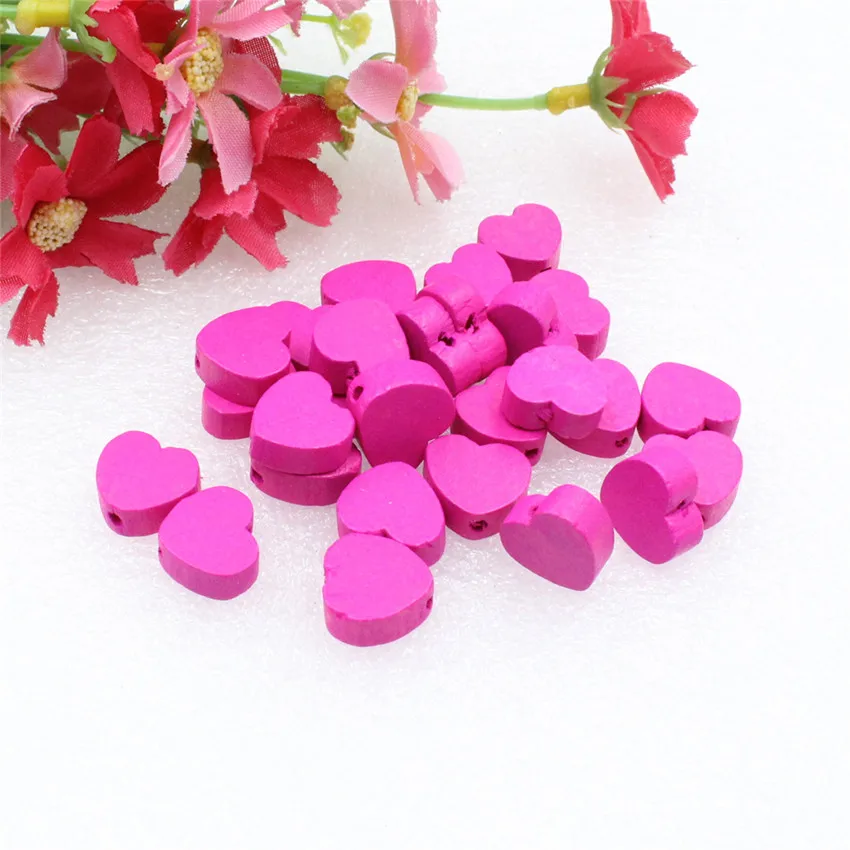 Approx  13x14mm  Wholesale Mixed Color Lead-free Heart Wood Beads for DIY Bracelet/Necklace Hole:approx 2 mm 50pcs/lot (K05436)