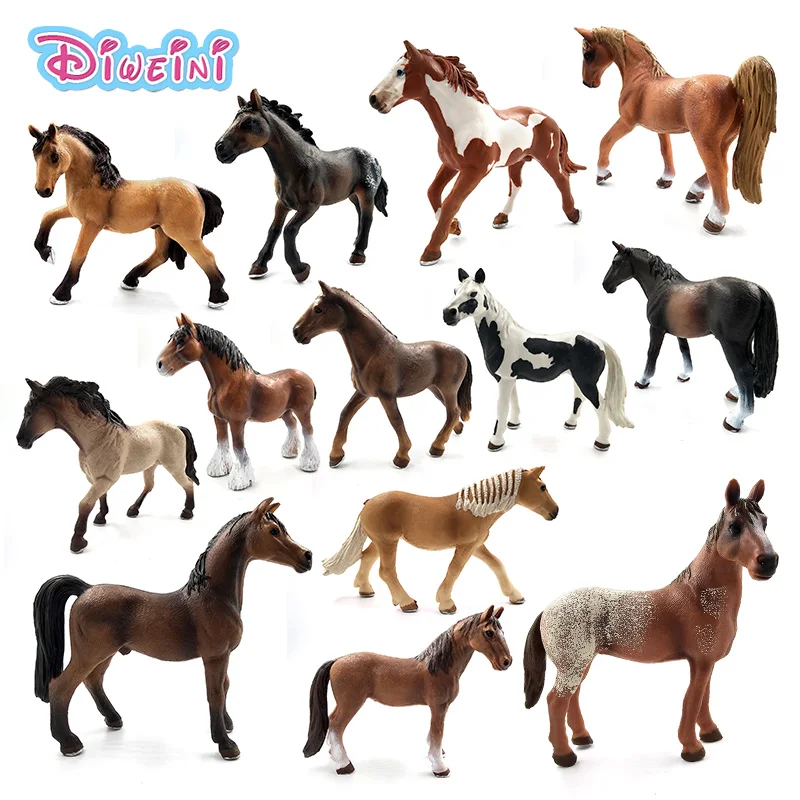 New Zoo Simulation Farm animal Plastic model building Hanoverian Wild Horse figurine PVC toy garden Action figures Gift For Kids