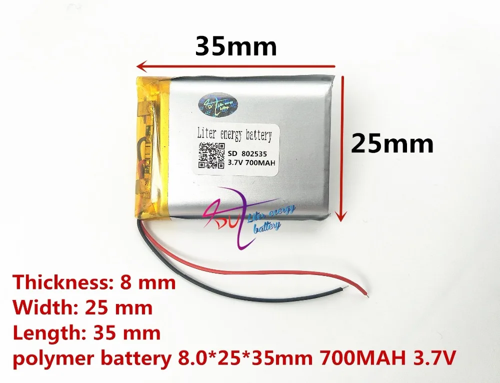 Liter energy battery 3.7V lithium polymer battery 752535 700mAh universal recording pen recorder MP3 navigator 802535