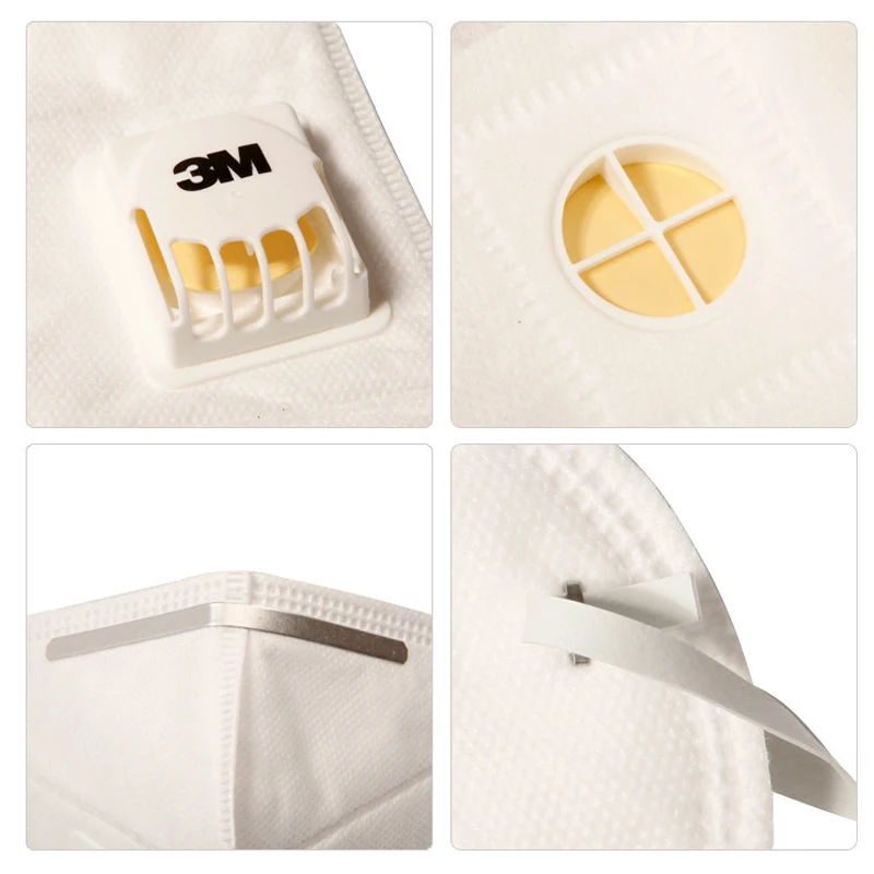 5pcs 3M 9001V Anti dust PM 2.5 Mask Anti influenza Breathing valve non woven fabric folding filter mask Adult KN90 safety masks