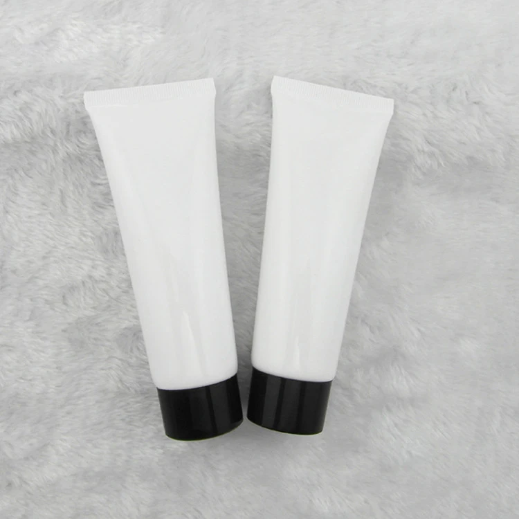 

empty 80 ml 50pcs white plastic soft tube with black screw cap ,80ml emulsion cream tube , plastic PE cosmetic packaging 80ml