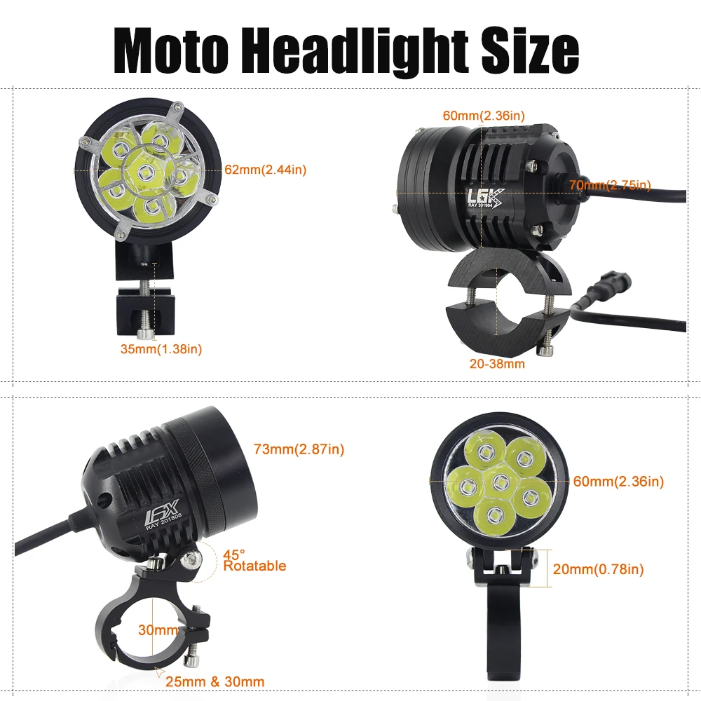 2Pcs Universal LED Motorcycle Headlight L6K 12000lm External MOTO DRL Accessories bulb L6X led motorbike spotlight white 12V