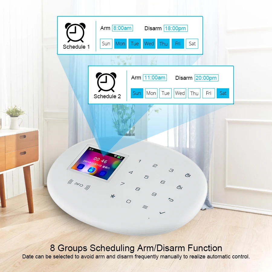 KERbiomW204-Système d\'alarme de sécurité sans fil Tuya Smart Home, 4G, WiFi, 101, écran tactile TFT 2.4 \