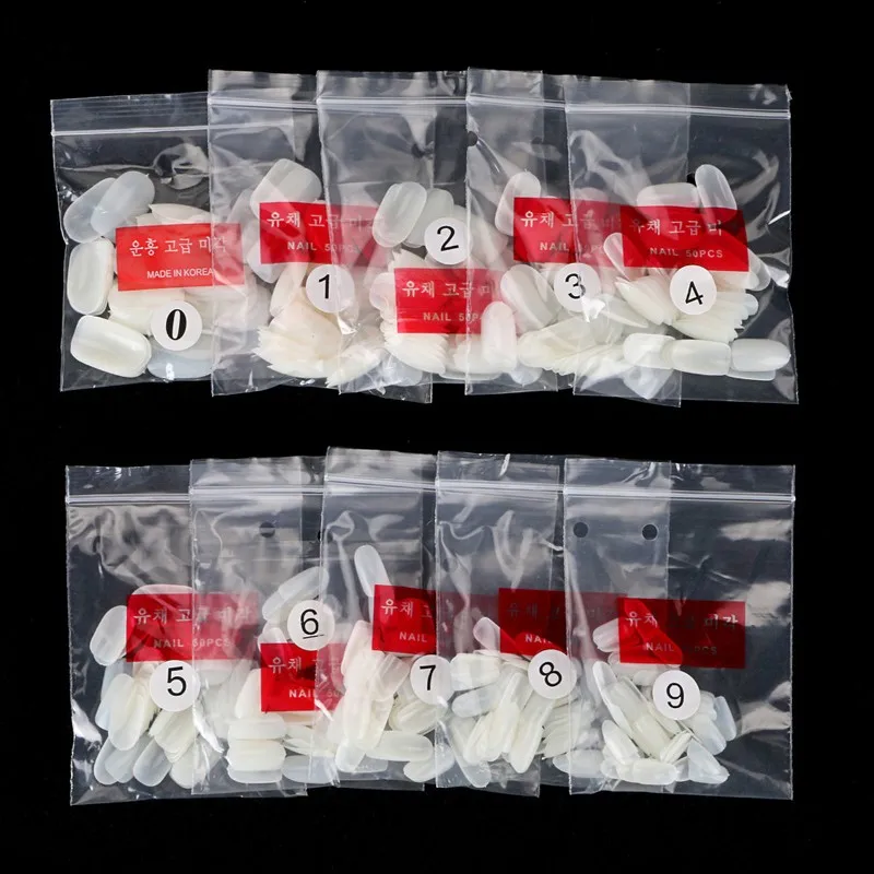 500PCS Natural Medium Oval Round Short False Nails Tips Full Cover French Fake Nail Tip Decorations Stickers Beauty Tool