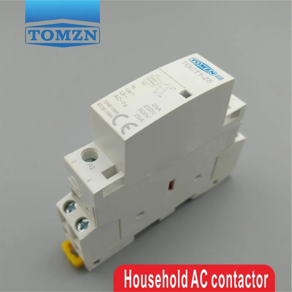 1 pcs TOCT1 2P 25A 220V/230V 50/60HZ Din rail Household ac Modular contactor  2NO