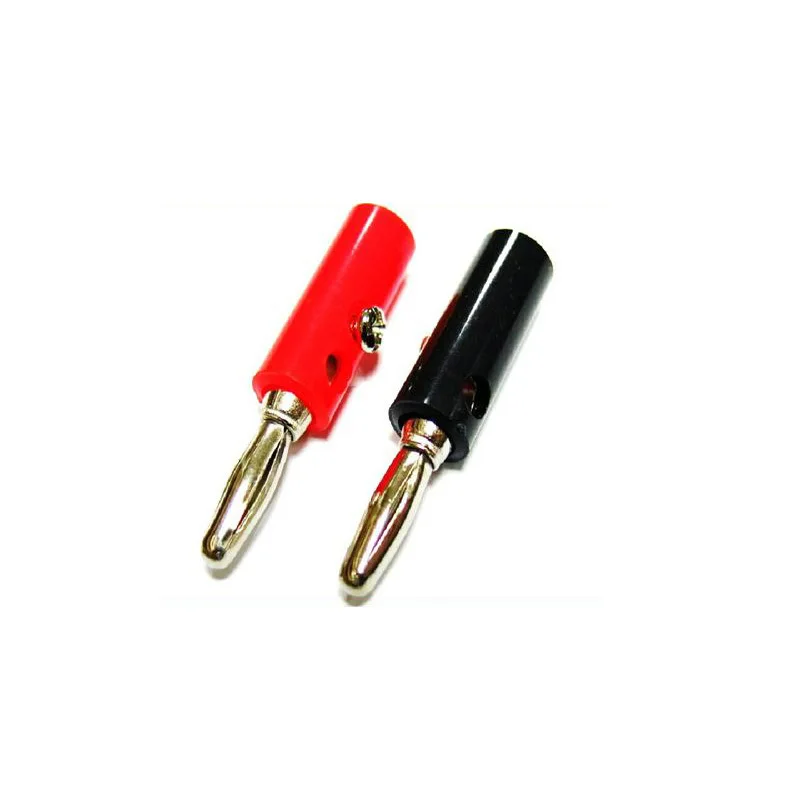 Free Shipping 200pcs/lot 4mm Banana Plug Connector Jack Screw-type Banana Head Black and Red Color