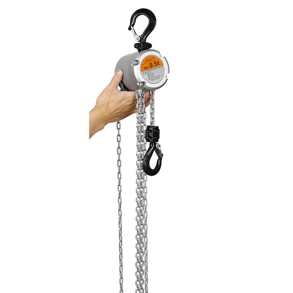 KACC Mini Hand Chain Hoist Hook Mount 0.25/0.5 Ton Capacity 3M Lift CE Certificate Portable Manual Lever Block Lifting
