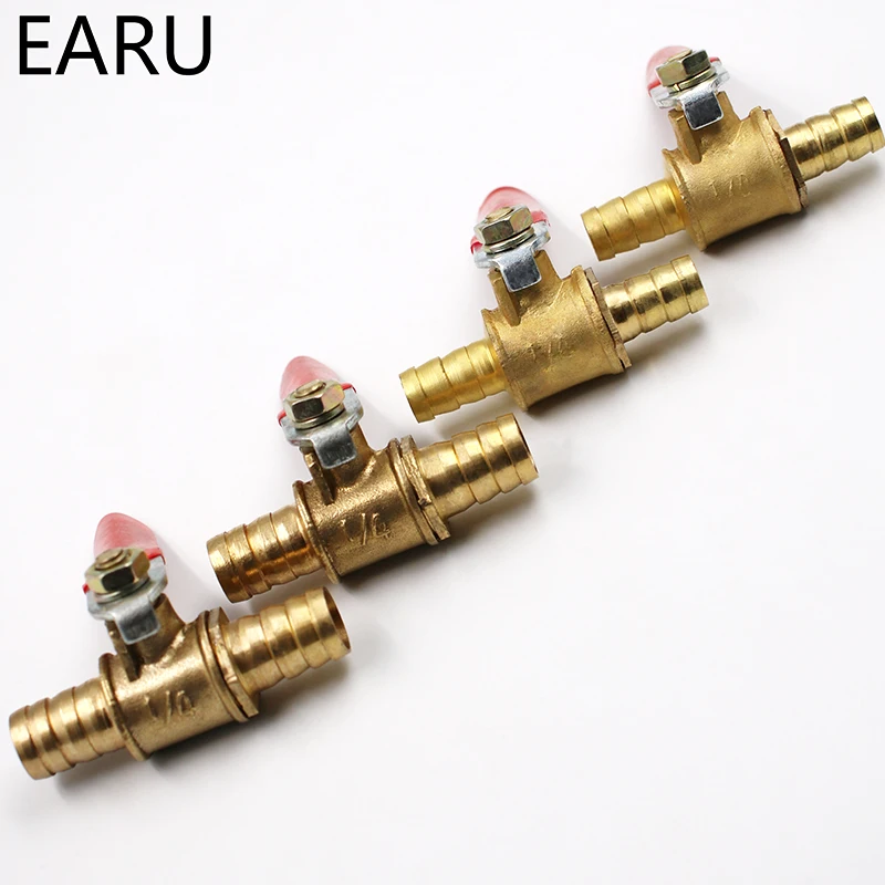 6mm-12mm Schlauchtülle Inline Messing Wasser Öl Luft Gas Kraftstoffleitung Absperrkugelhahn Rohrverschraubungen Pneumatischer Anschluss Controller