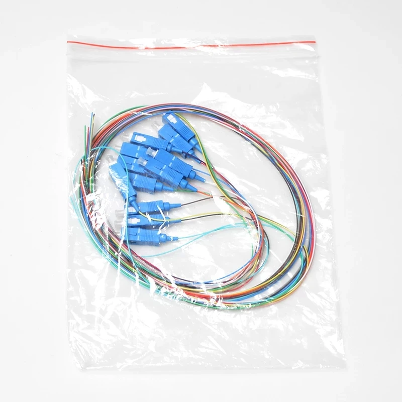 12 colorido sc trança 1m 1.2m 1.5mtr sm 9/125um 0.9mm cabo de fibra óptica ftth uma classe virola qualidade superior fornecimento de fábrica elink