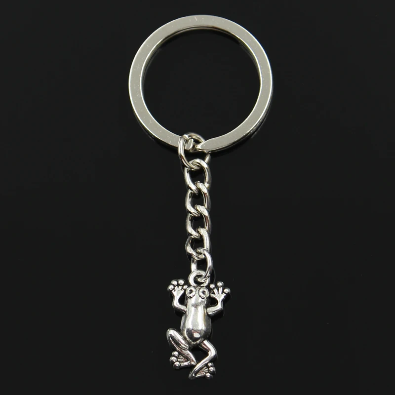 Fashion 3cm Key Ring Metal Key Chain Keychain Jewelry Antique Bronze Silver Color Plated Frog 21x12mm Pendant