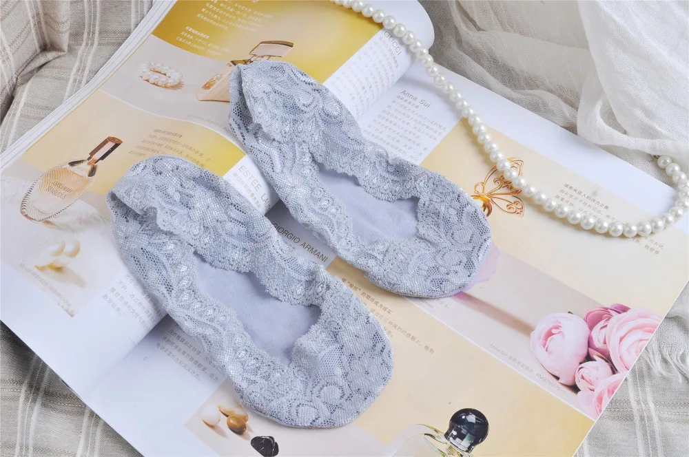 

summer 2019 NEW 1 Pair women sock female invisible socket slippers shallow mouth thin lace Socks ankle heal Cotton short sock