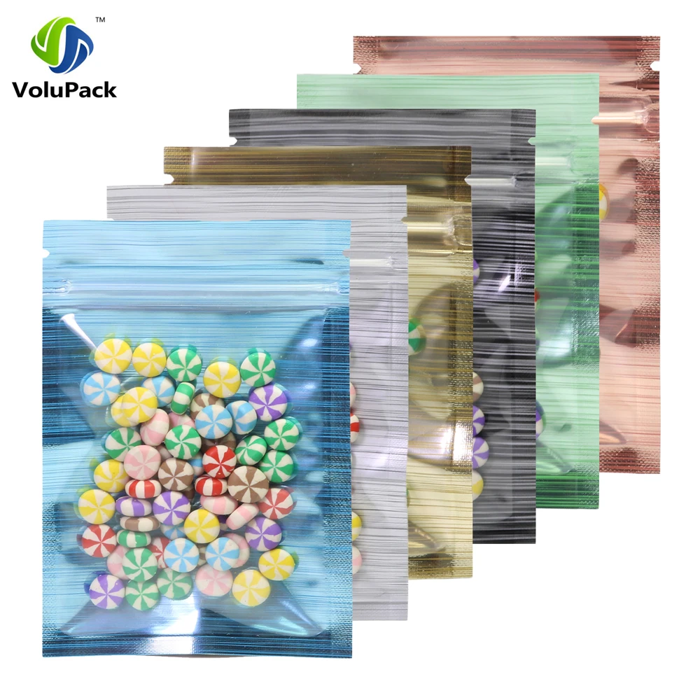 

Glossy Stripe Pattern Zip Lock Bags, Flat Pouches, Reclosable Heat Sealing, Green, Gold, Blue, Orange, Black, Silver, 100Pcs