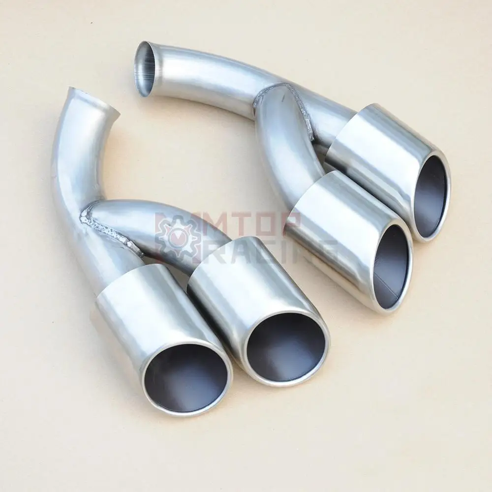 Exhaust Muffler Pipe For Porsche Cayenne 2015 V6 Long Tips End Brushed Silver