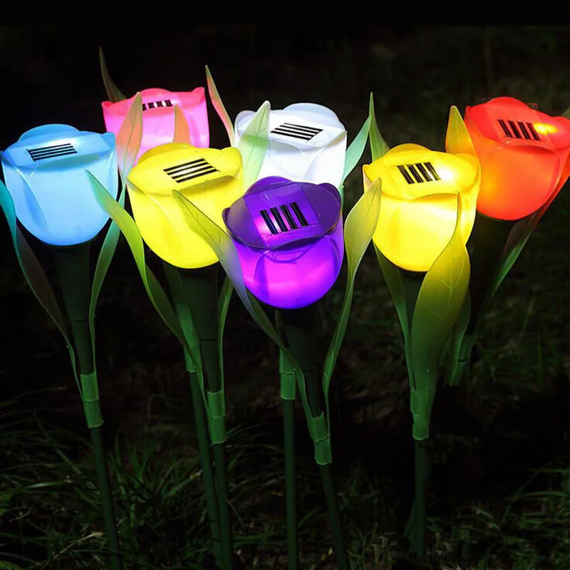 72PCS/LOT Solar Energy Lamp Artificial Tulip Flower Landscape Garden Outdoor LED Light For Wedding Party Decoration ZA5301