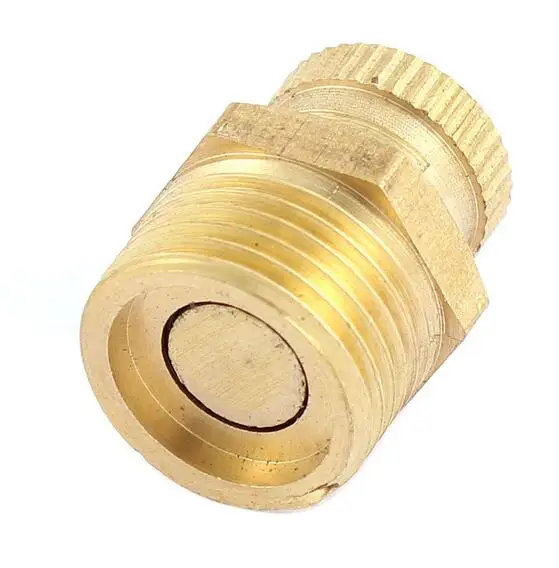 Air Compressor 16mm 3/8BSP Male Thread Metal Water Drain Valve Gold Tone