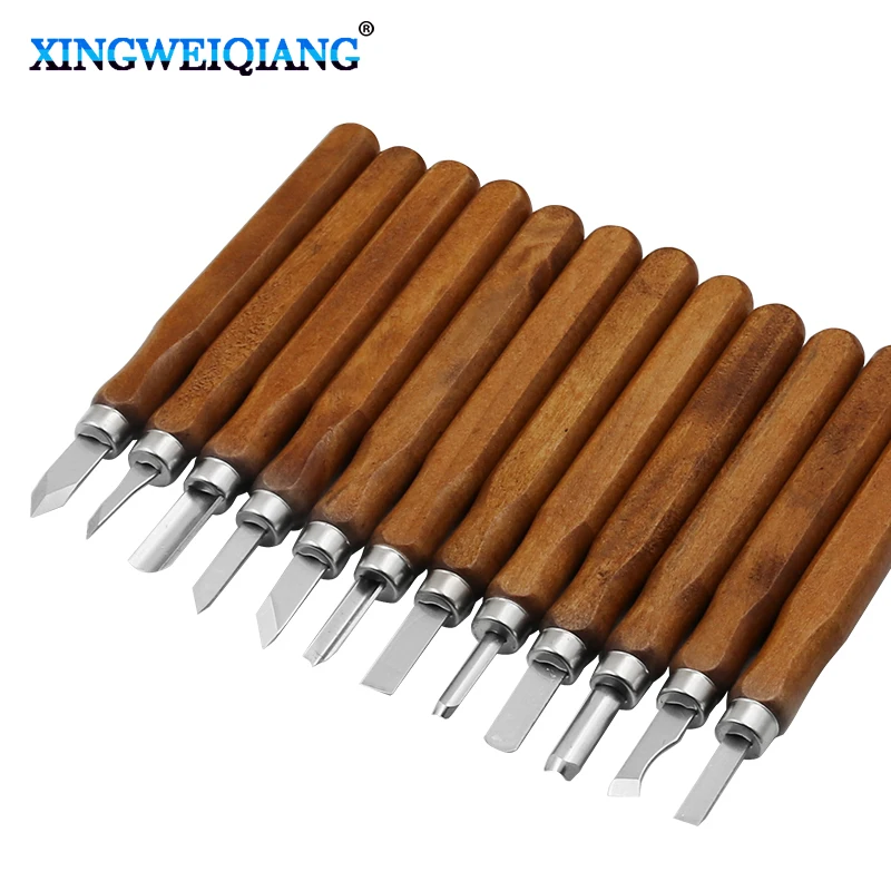 5pcs/12pcs/Lot Woodcut Cutter Knife Set Hand Wood Carving Chisels for Woodworking DIY Tools