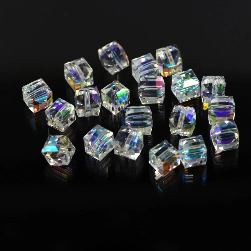 Wholesale Crystal Glass Clear AB Cube Beads 2/3/4/6/8/10mm Faceted Square Beads Crafts DIY Making Accessories Bracelet