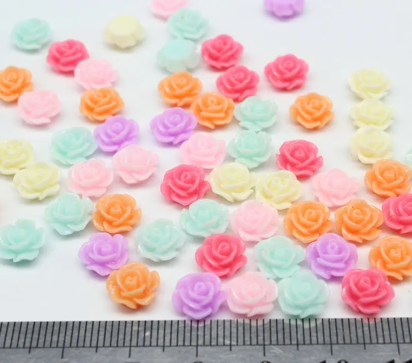 Wholesale 400x Mini Resin Rose Flower Floral 3D Nail Art Bead Stickers Decorations 8mm