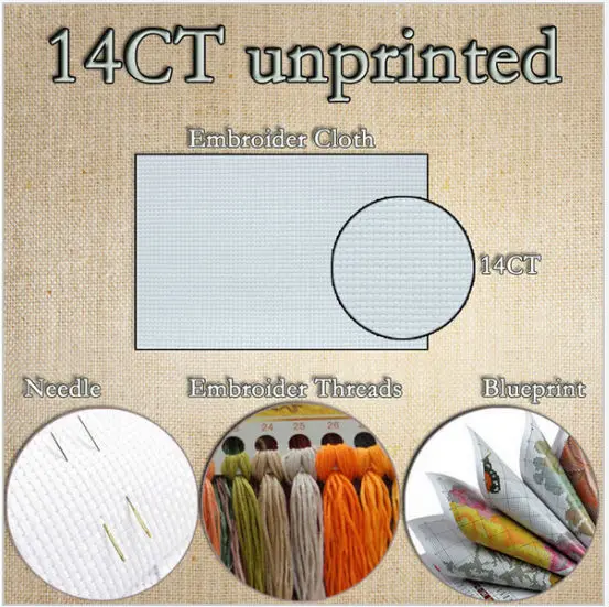 custom made Sewing kit 14CT Unprinted Cross Stitch Kits Embroidery Art DIY Handmade Needlework Home Decor