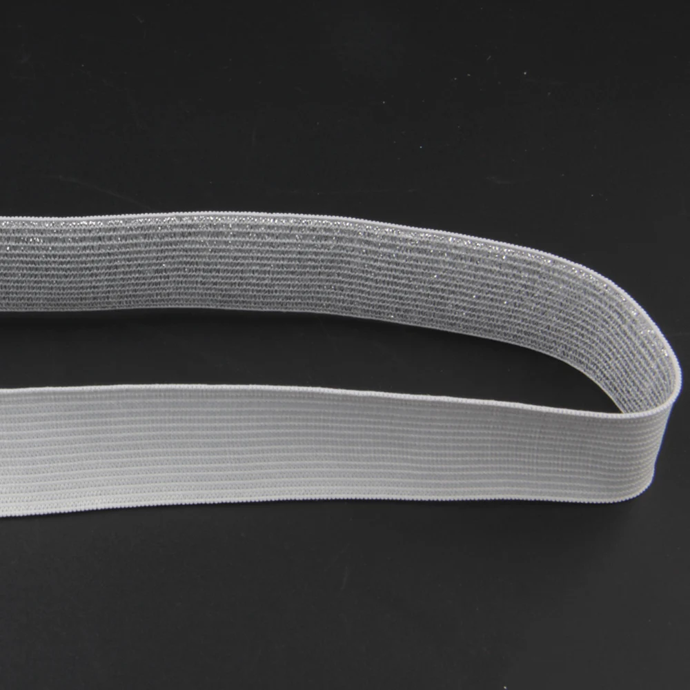 Glitter Elastic Bands 25MM Width 2meters/package Gold Silver High Quality Nylon for Garment Trousers Sewing Accessories DIY