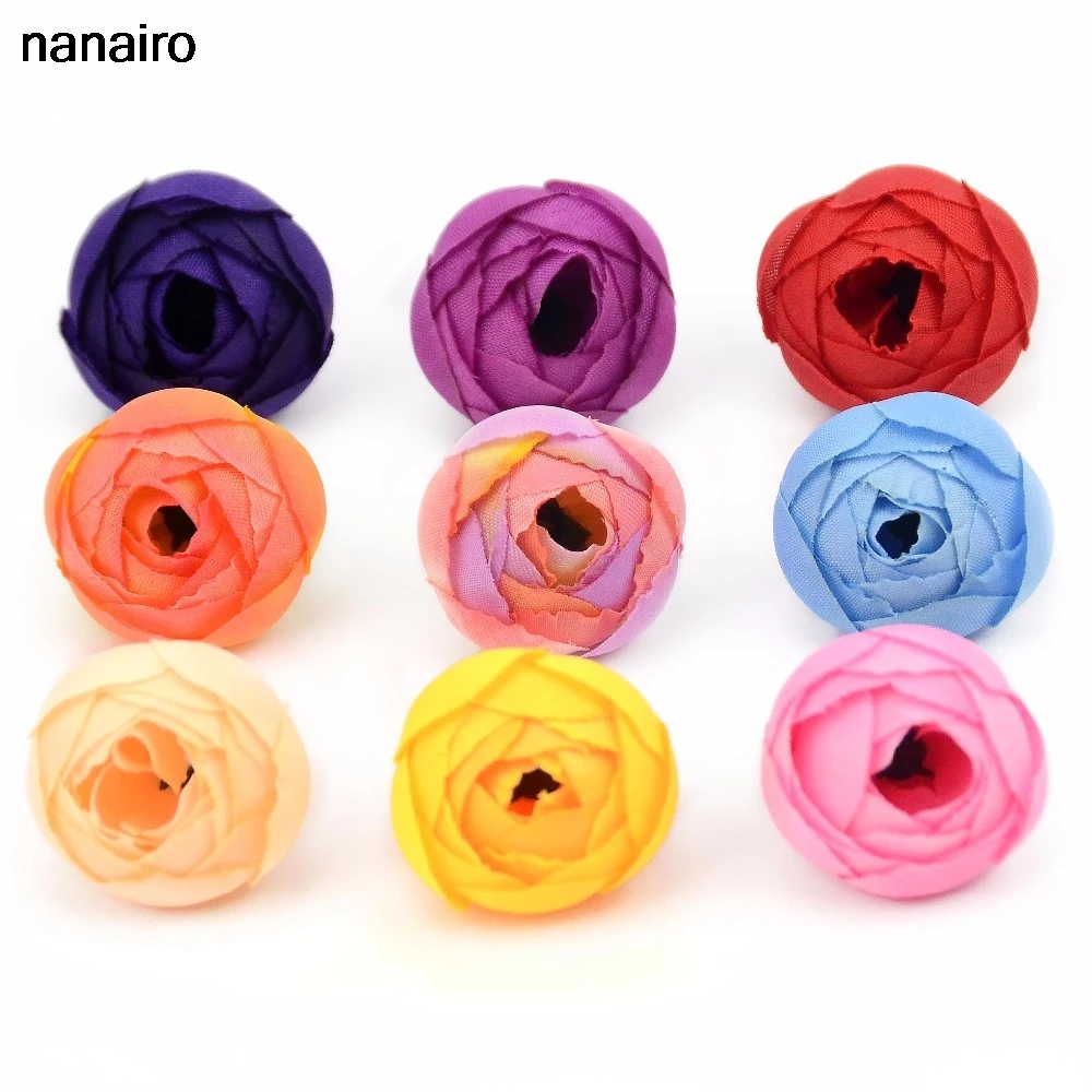 30pcs 2.5cm Small Silk Rose Bud Artificial Flower Head For Wedding Home Decoration DIY Wreath Gift Scrapbooking Fake Flowers