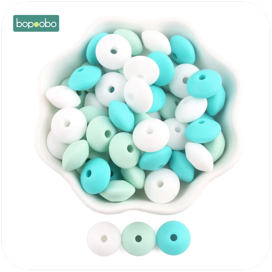 Bopoobo-Cuentas de silicona para bebé, mordedor sensorial de lentejas, manualidades masticables, orgánico, 12mm, 20 unidades