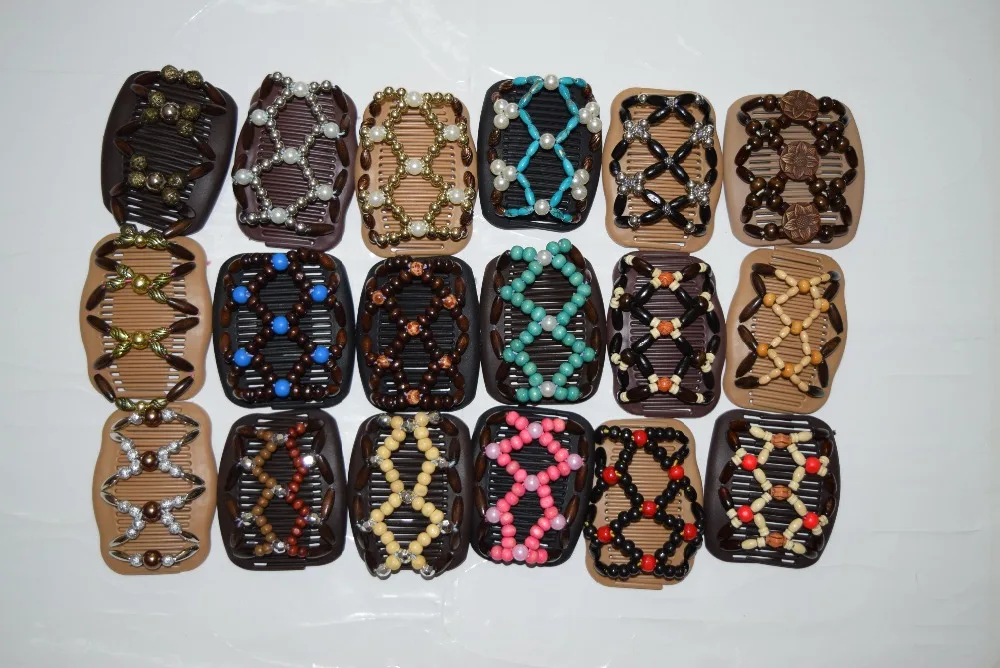 40 pcs/lot mix model Free Shipping Fashion magic Hair Combs mix lot wooden  Beaded Hair Clips accessories