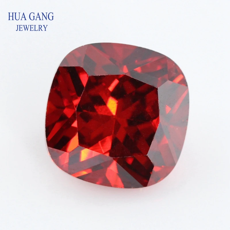 

3x3~15x15mm Garnet Color Cushion Cut Shape Loose CZ Stone Beads Brilliant Cut 5A Synthetic Gems Cubic Zirconia For Jewelry