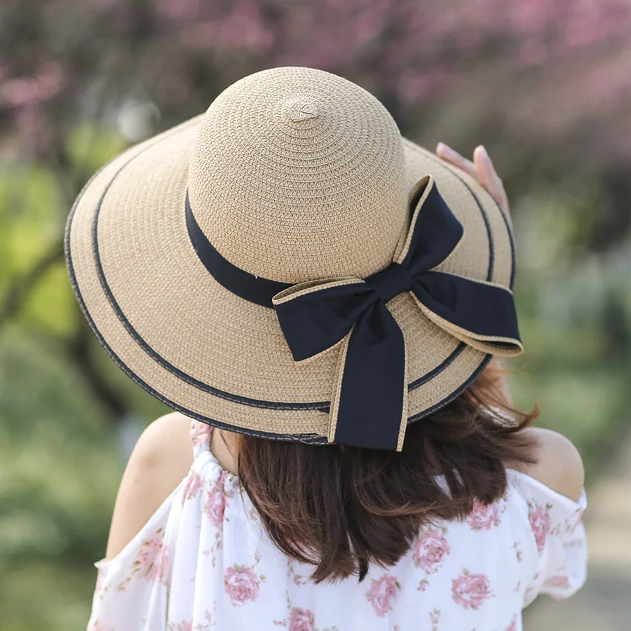 Outdoor folding straw hat female summer Korean version of the tide along the ladies sunhat sunscreen sun hat summer beach hat