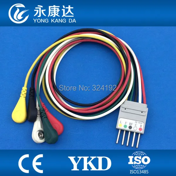 

Compatible FOR Nihon Kohden BR-004P one-piece holter ecg cable,5-lead ecg leadwires,IEC/snap