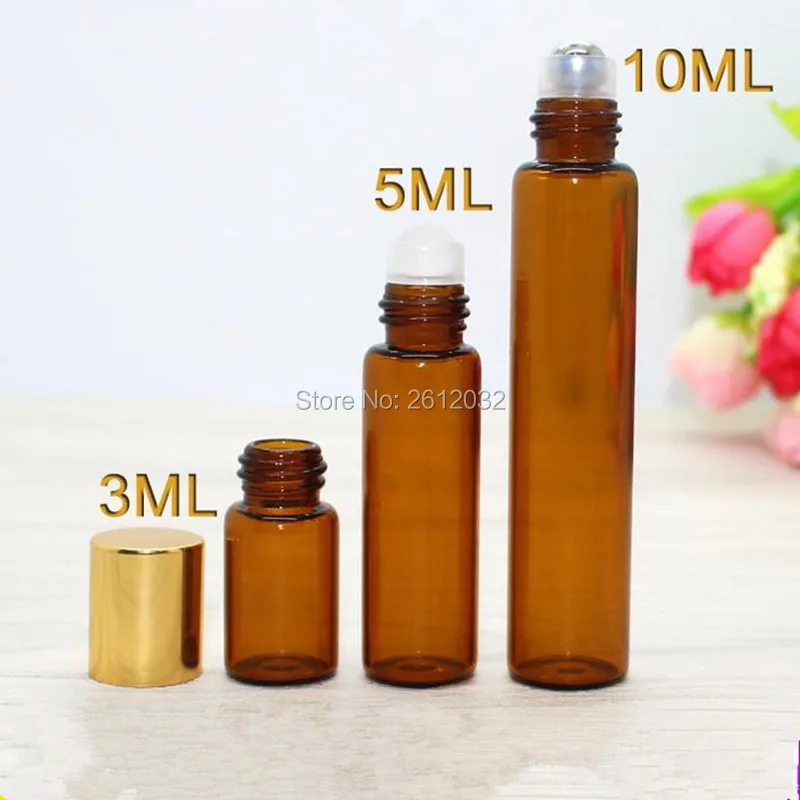 3ml 5ml 10ml ROLL ON AMBER Brown fragrance GLASS BOTTLE ESSENTIAL OIL Roller ball Aromatherapy Bottle F2017242