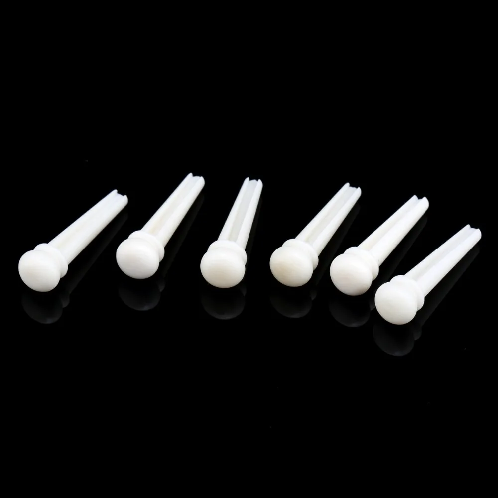 Musiclily Slotted Bone Acoustic Guitar Bridge Pins, White (6 Pieces)