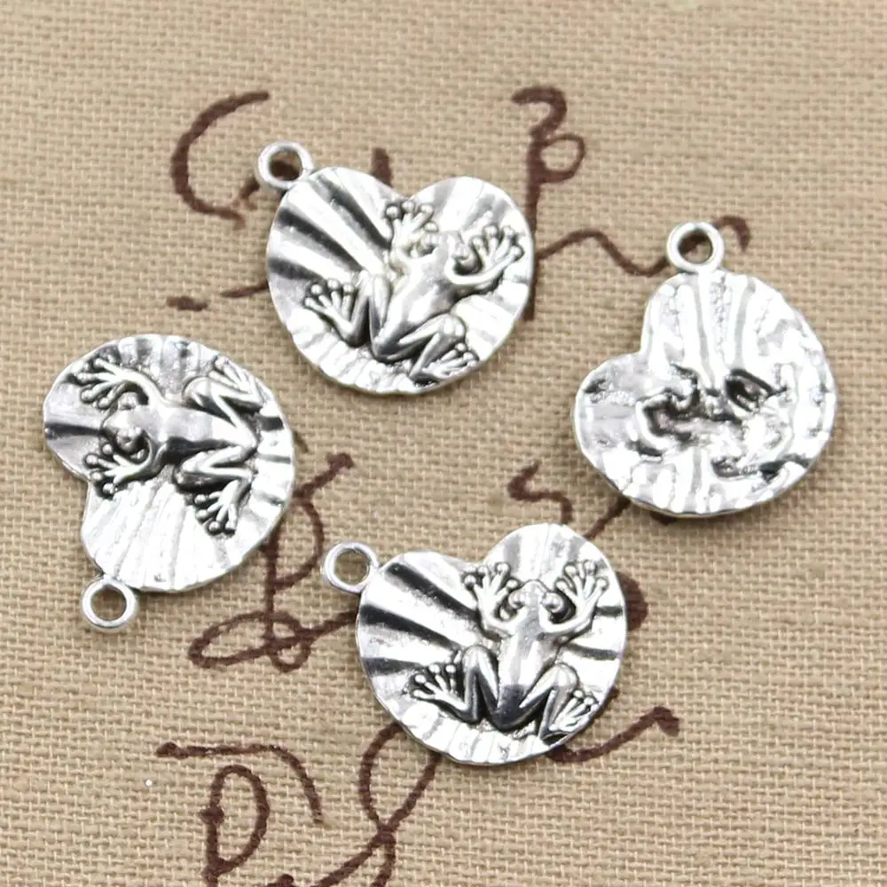 15pcs Charms Frog On Lily Pad 18x17mm Antique Making Pendant fit,Vintage Tibetan Bronze Silver color,DIY Handmade Jewelry