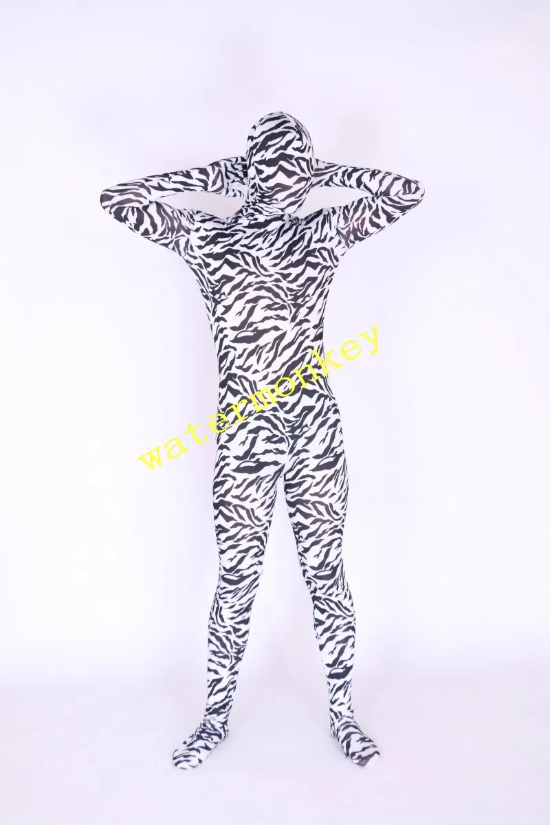 Halloween Cosplay Kostüm Tier Zebra muster Strumpfhose Overall voller Body Zentai Anzüge Phantasie