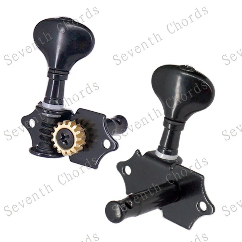 A Set of 6 Pcs black open gear Guitar Tuning Pegs Tuners tail fish Machine Heads handle for Acoustic Electric guitar parts