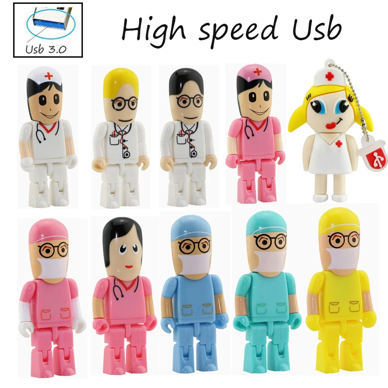 

High speed!mini Doctors nurse USB Flash Drive dentist Pen drive Gift cartoon pendrive 4GB/8GB/16GB/32GB u disk 3.0 usb Wholesale