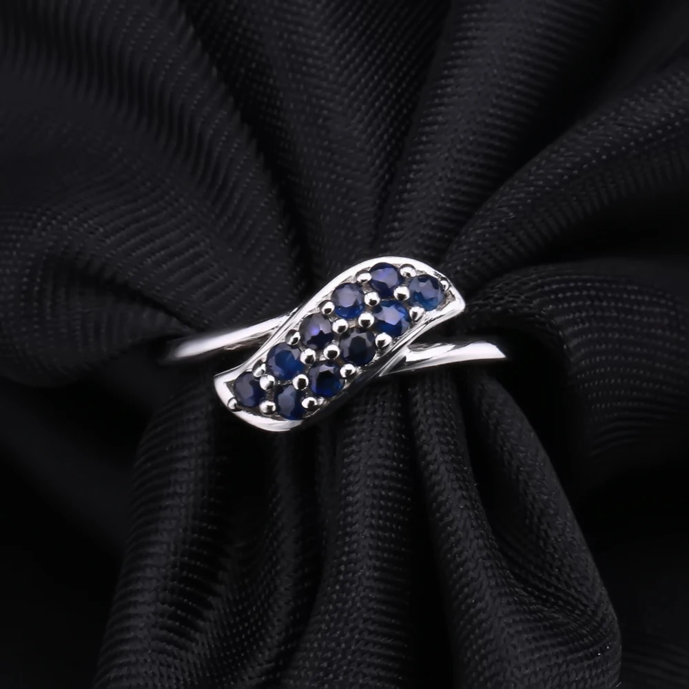 GEM\'S BALLET Natural Blue Sapphire Gemstone Rings 925 Sterling Silver  Gorgeous Promise Rings for Women  Fine Jewelry