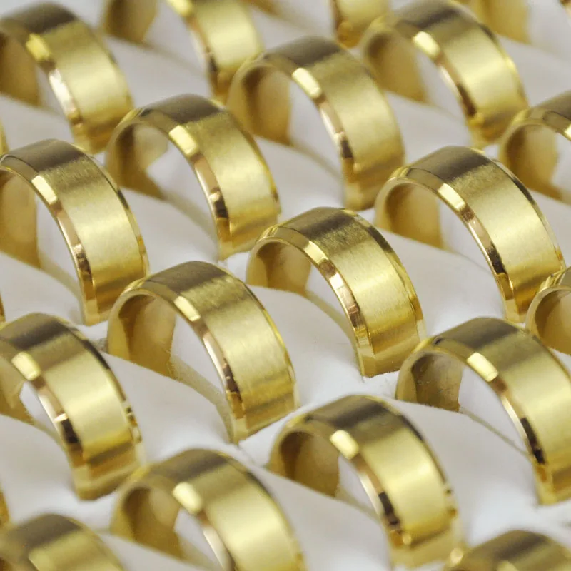 

30Pcs Gold Men Ring Stainless Steel Rings Lots Jewelry Bulks LR4142