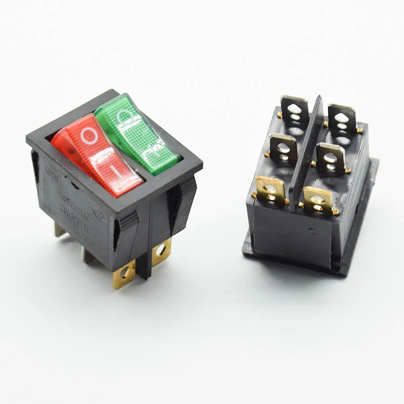 2pcs KCD8 6PIN 16A 250V 20A 125V Double Light Switch Rocker Switch Waterproof ON-OFF KCD6 Boat Power Switch