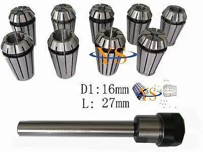 

9pcs ER16 collets and 16mm shank ER16 100L collet chuck