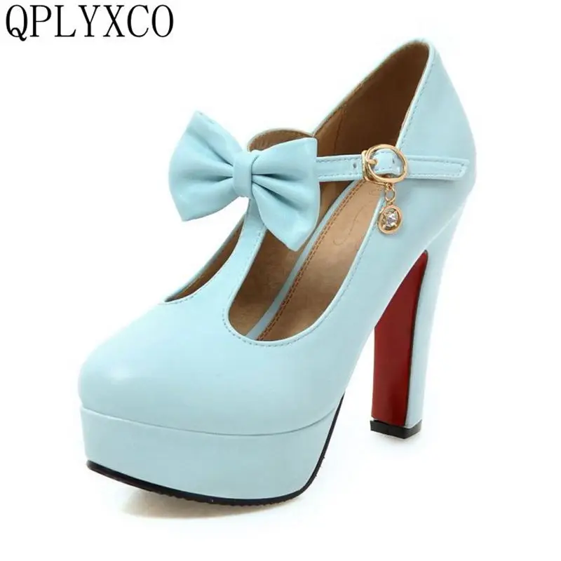 QPLYXCO  fashion sweet shoes woman big size 31-47 high heels sexy women shoes spring autumn pumps party office wedding shoes T-1