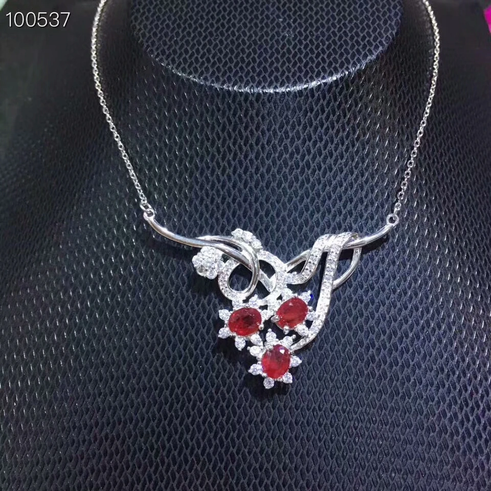 

KJJEAXCMY boutique jewels 925 pure silver inlaid natural ruby Necklace snowflake support test